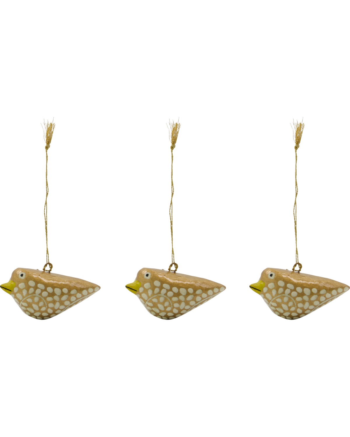 Fugl påskepynt, gul - 3 stk