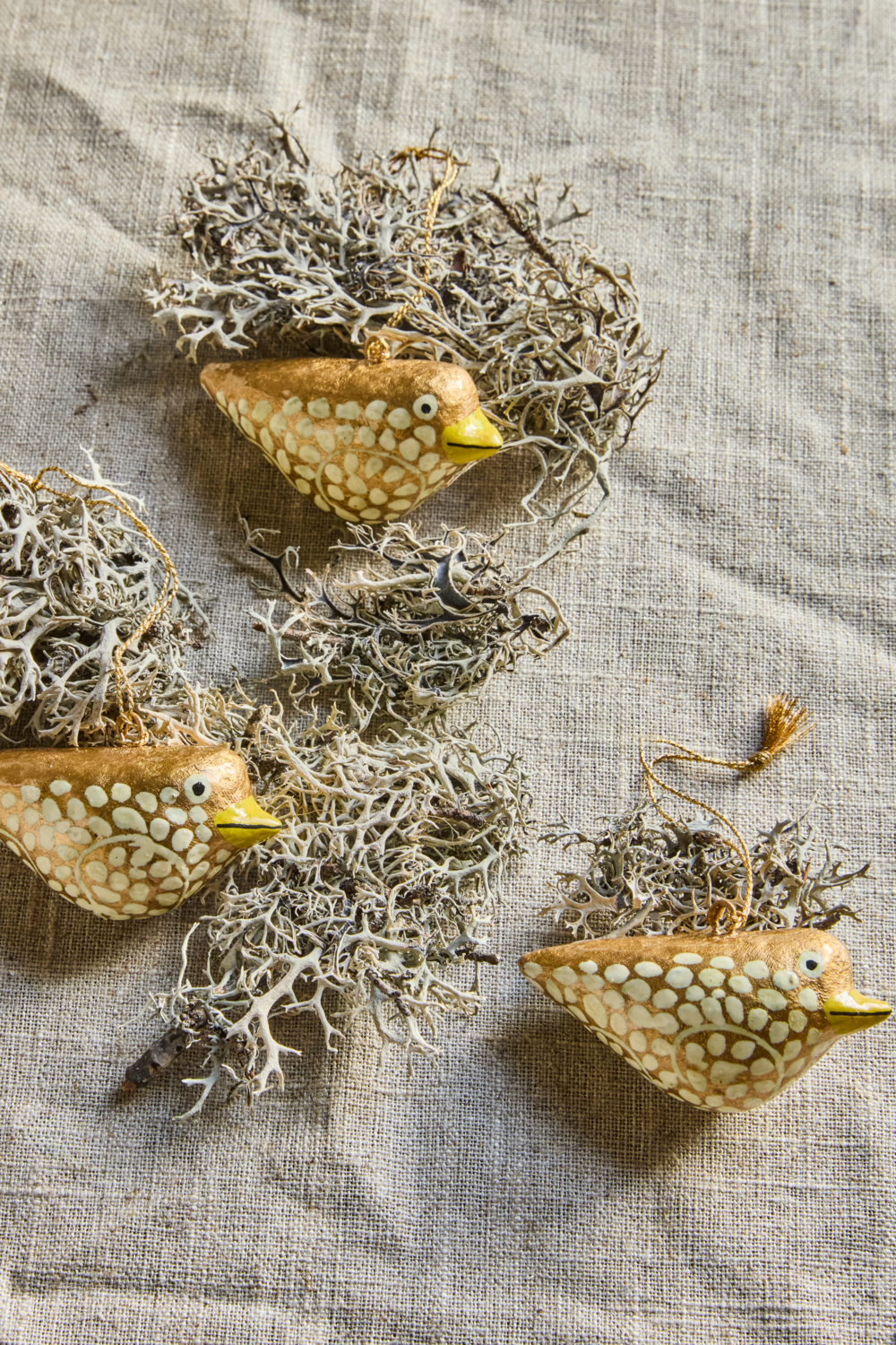 Fugl påskepynt, gul - 3 stk