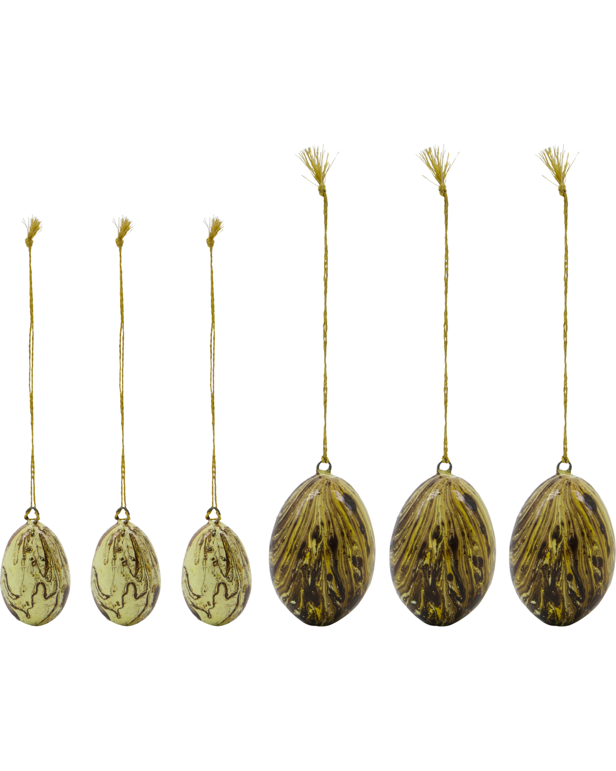 Marble påskepynt, gul - 6 stk