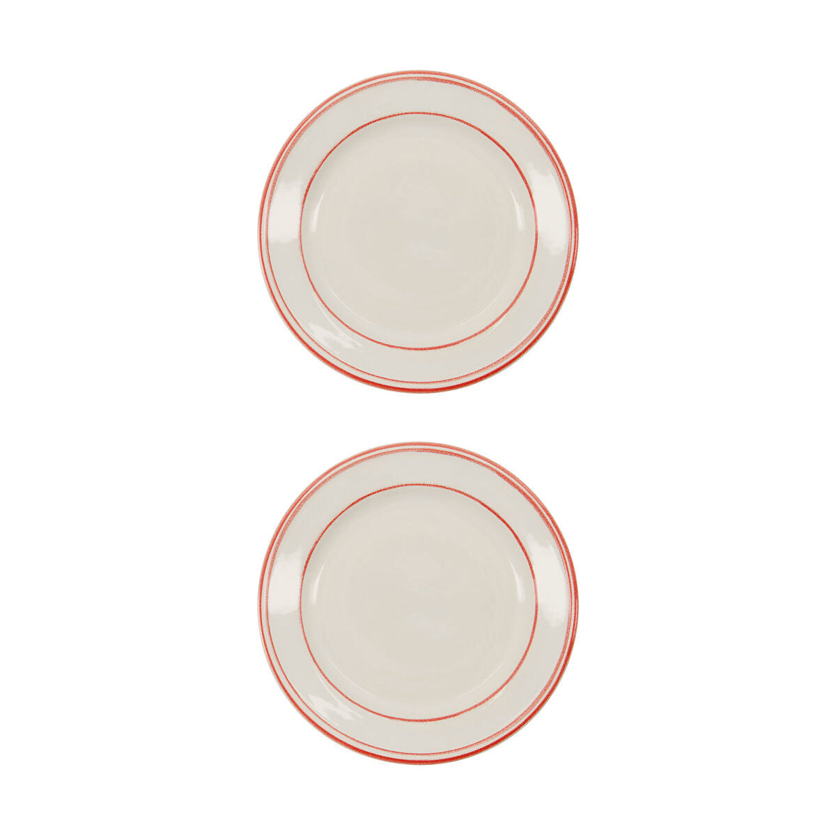 Bistro frokosttallerken 2 stk, rød/hvid - Ø21 cm