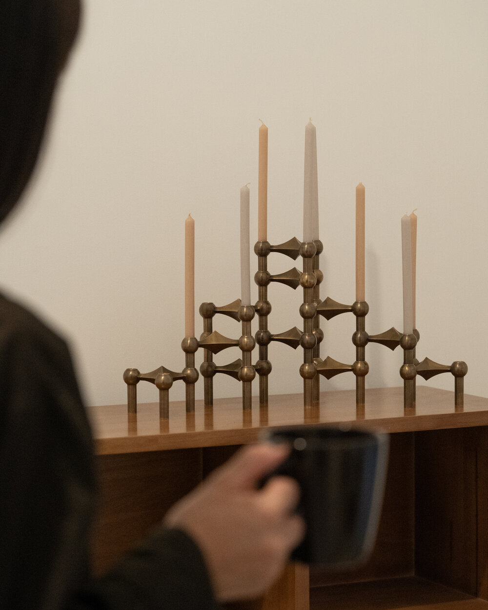 Nagel lysestage, bruneret messing - 3-pak