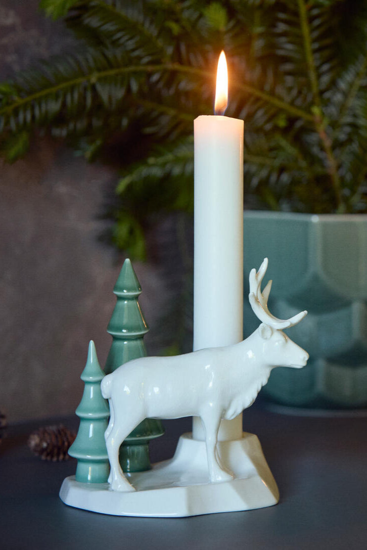 Winter Stories Reindeer lysestage - hvid/grøn