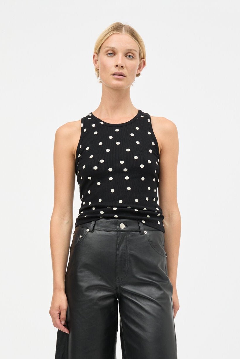 2X2 Cotton Addie top - Dot Aop Black