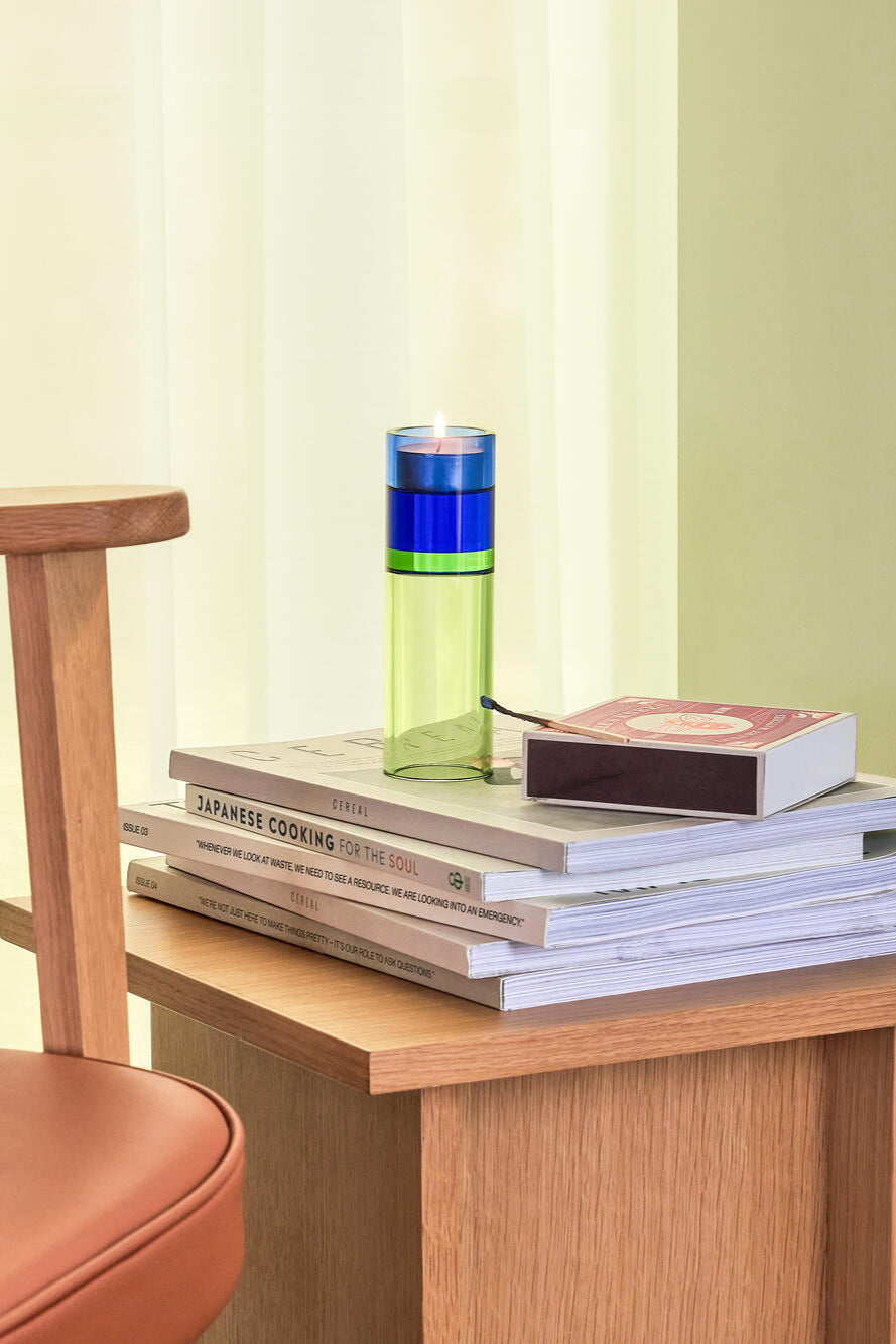 Astro fyrfadsstage - grøn/blå