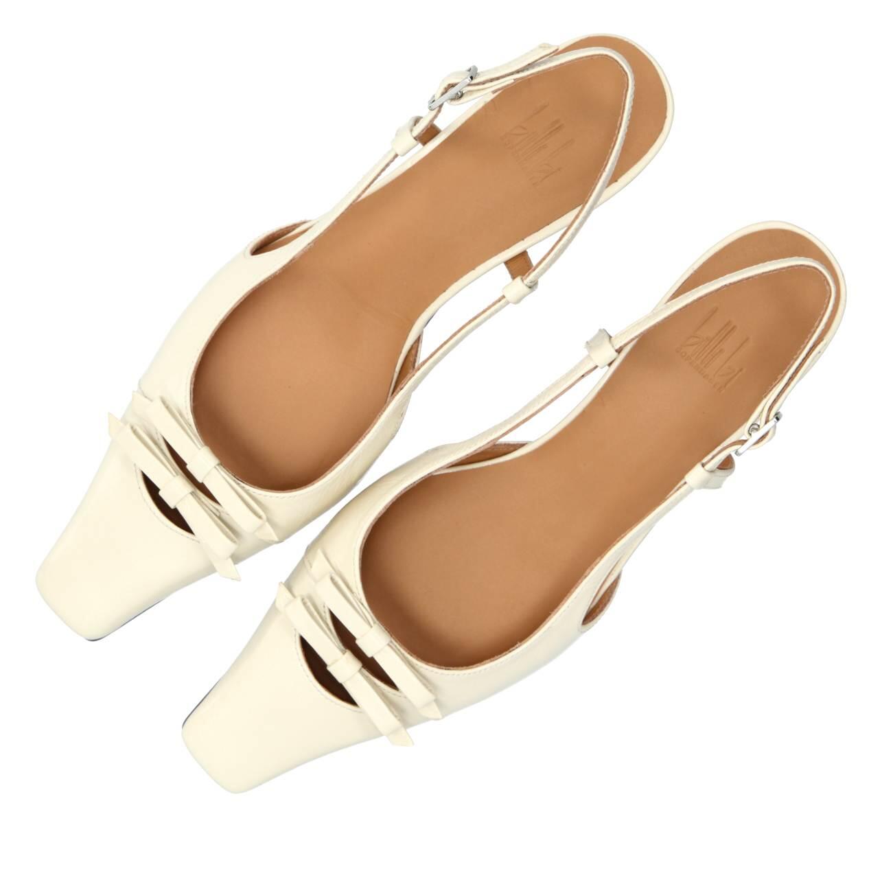 A8033 Slingback sandaler m. kittenhæl - Off white naplack 262