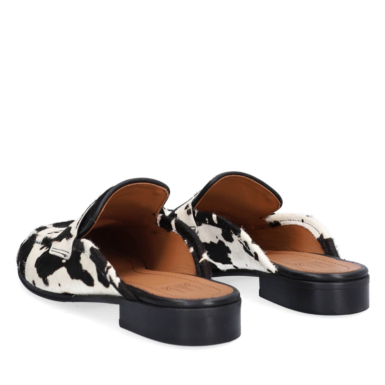 A8451 slipper loafers -  Black Cow Print