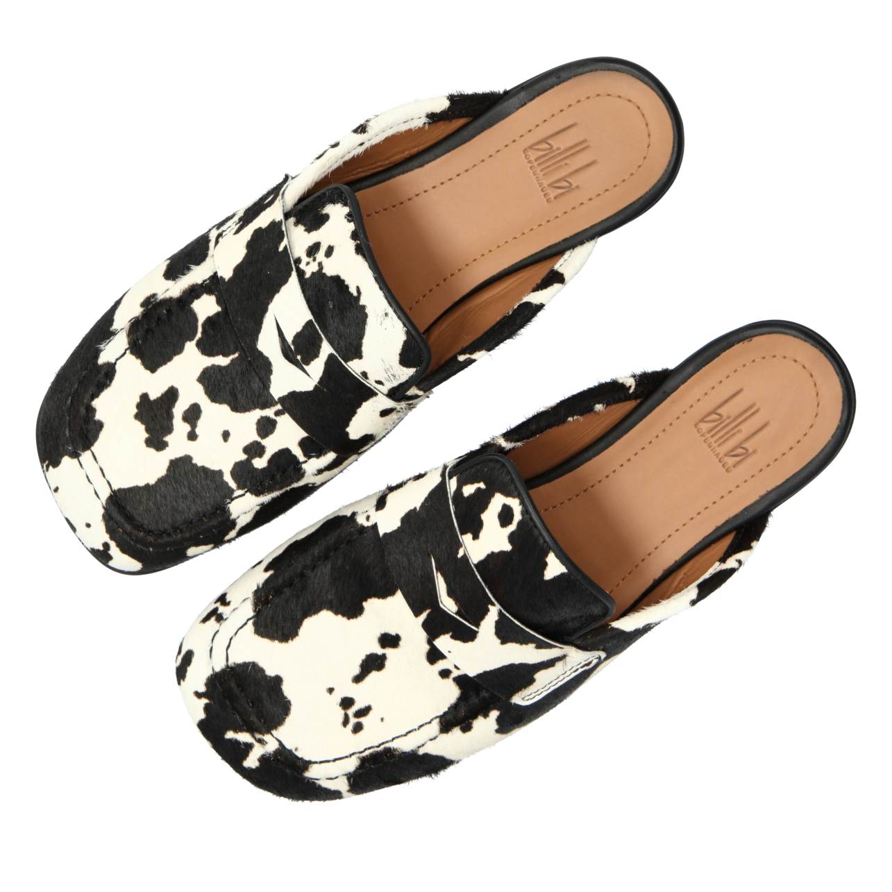 A8451 slipper loafers -  Black Cow Print