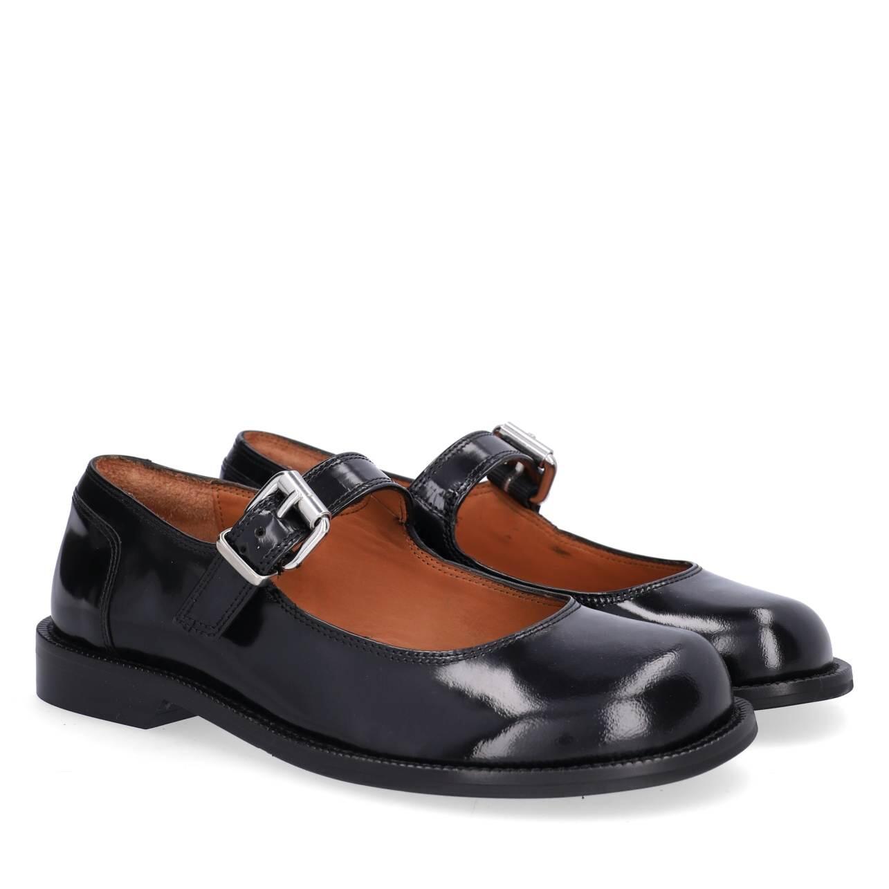 A8453 Mary Jane sko - Black polido  900