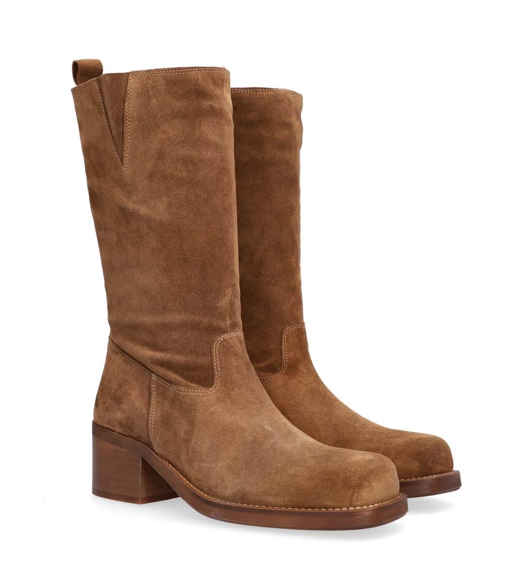 A8910 støvle ruskind - Tabac babysilk suede 555