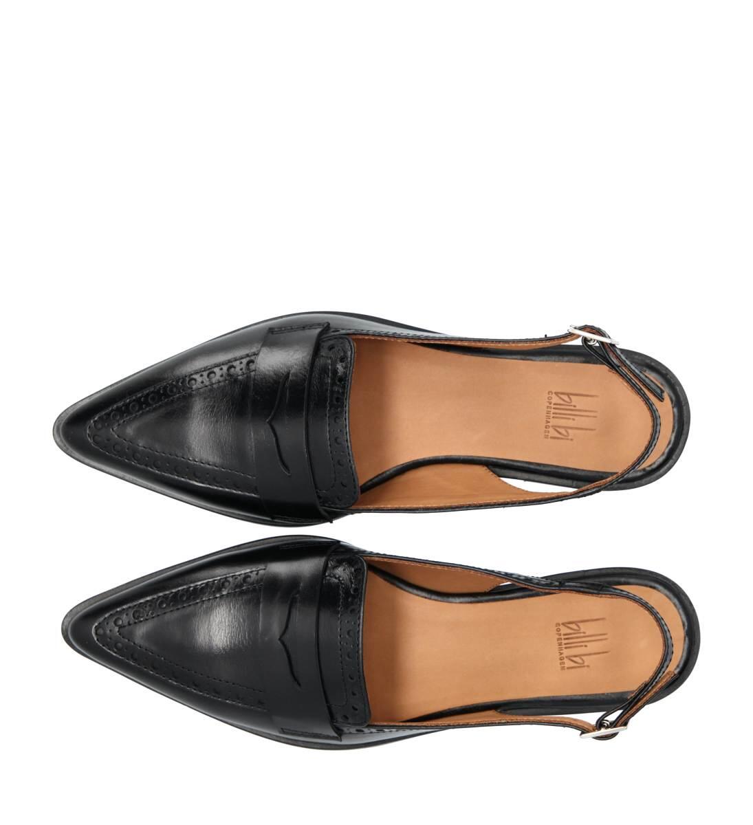 Sling Back ballerinasko - Black calf 80
