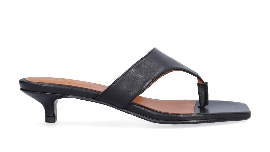 Mule Kitten hæl - Black Nappa 70