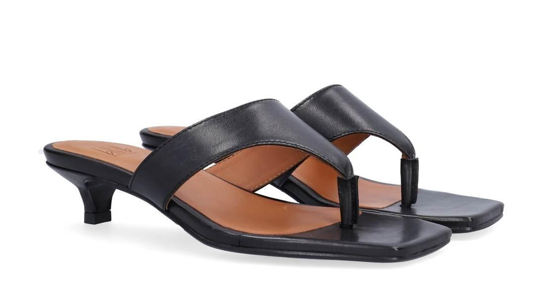 Mule Kitten hæl - Black Nappa 70