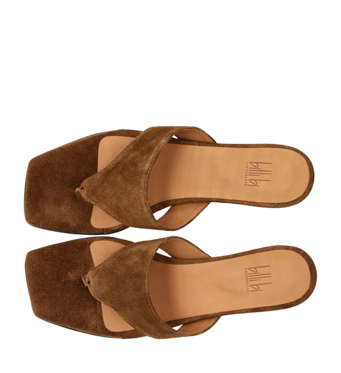 Mule kitten hæl - Tabac babysilk suede 555
