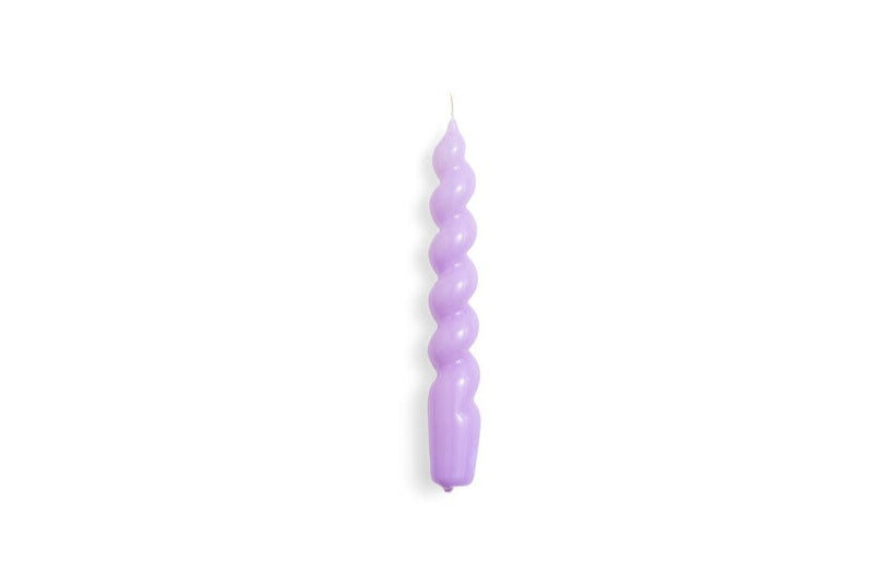 Spiral stearinlys, Lilac - 19 cm