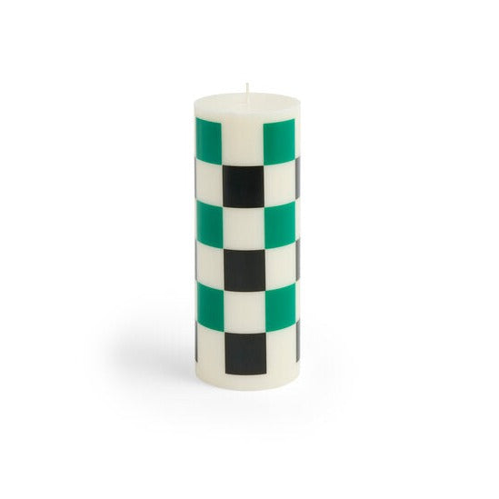 Column stearinlys, Medium - Off-white/grøn/blå