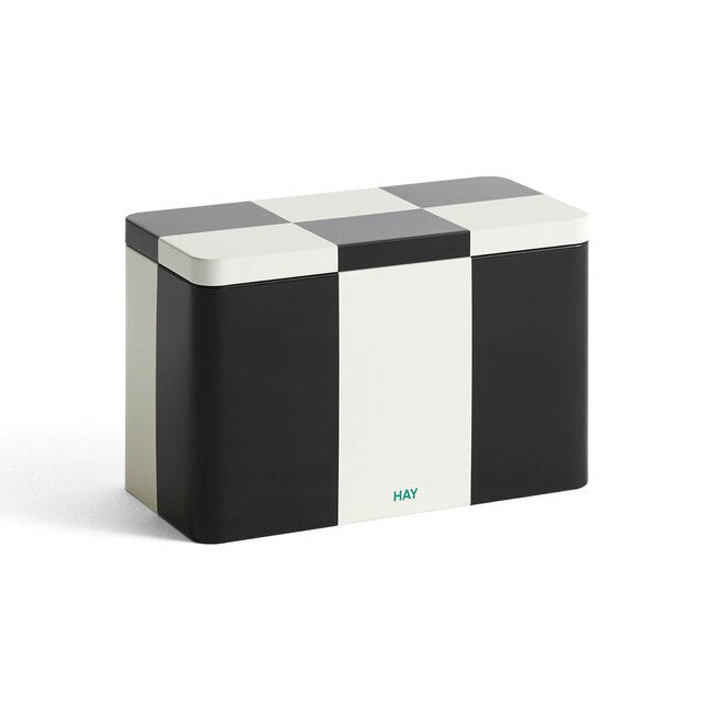 Tin beholder, L20 cm - Black/off-white