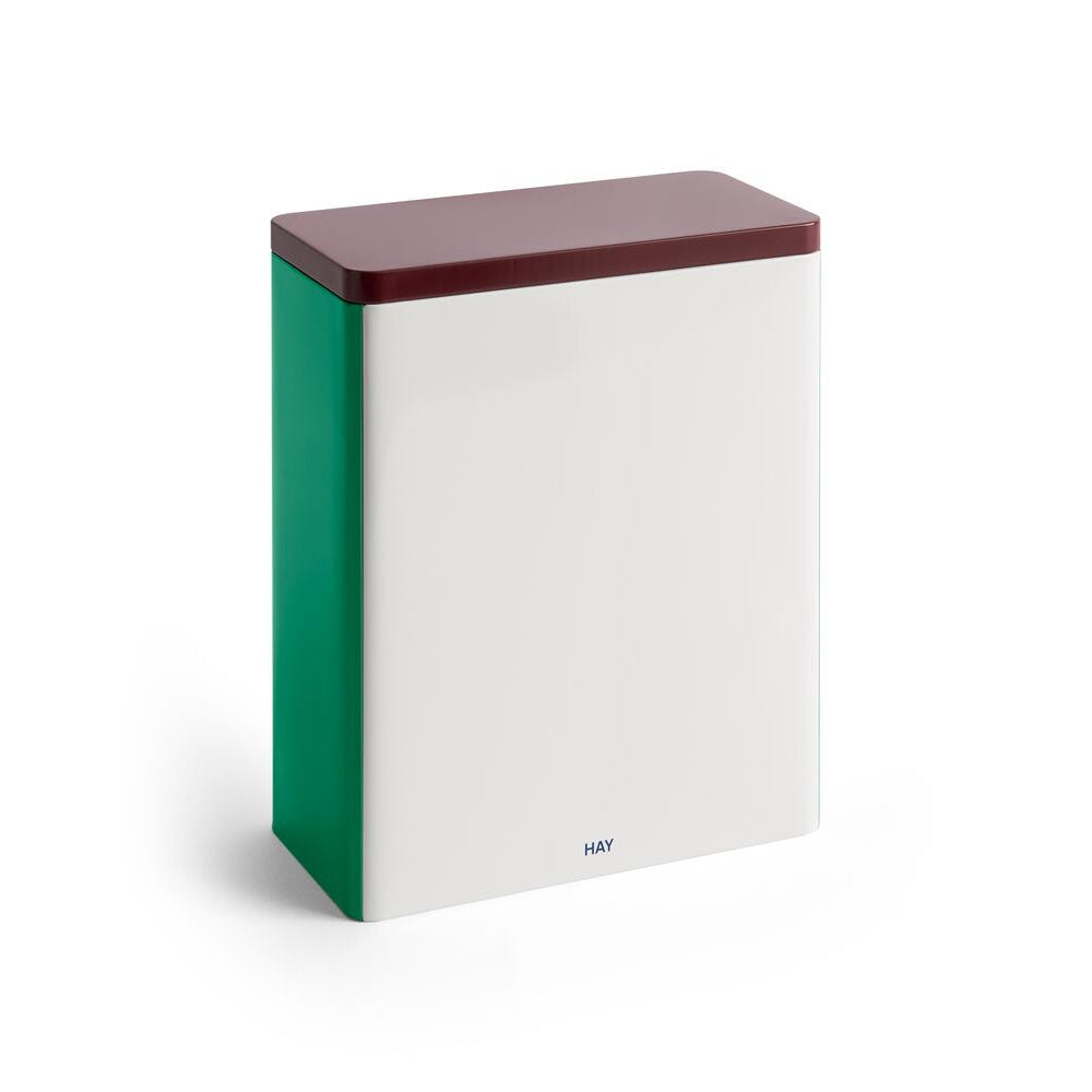 Tin beholder, H24 cm - Off-White, Burgundy and Green