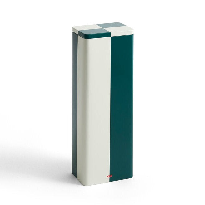 Tin Slim beholder, H29,5 cm. - Green/off-white