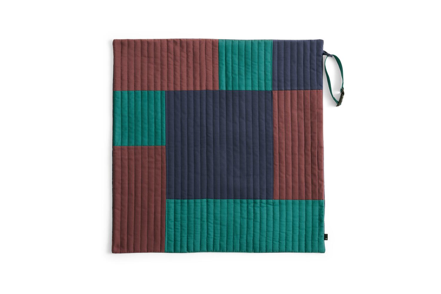 Rejsetæppe til hunde, burgundy/blå/grøn - 80x80 cm.