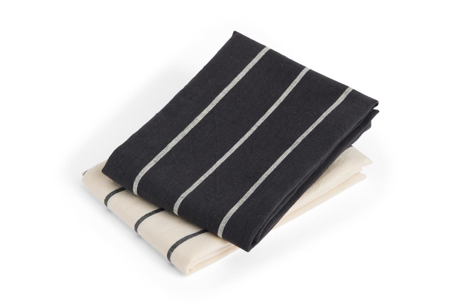 x Jasper Morrison viskestykker, 2 stk - Black with beige stripe