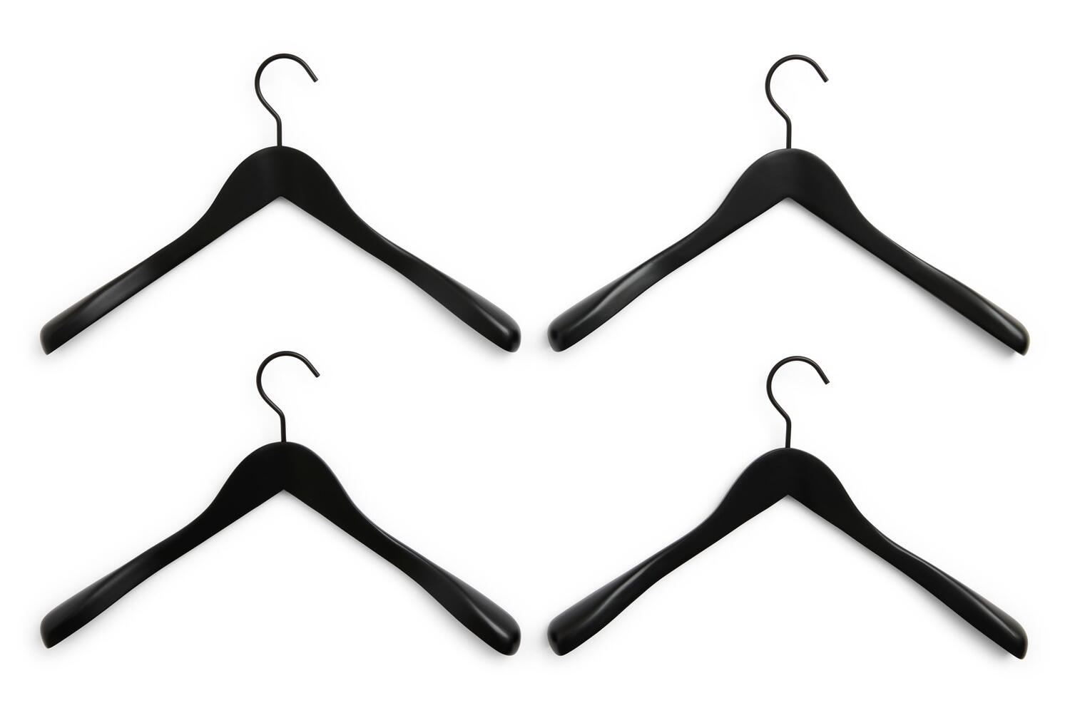 Smooth Coat bøjler, Wide black - 4 stk