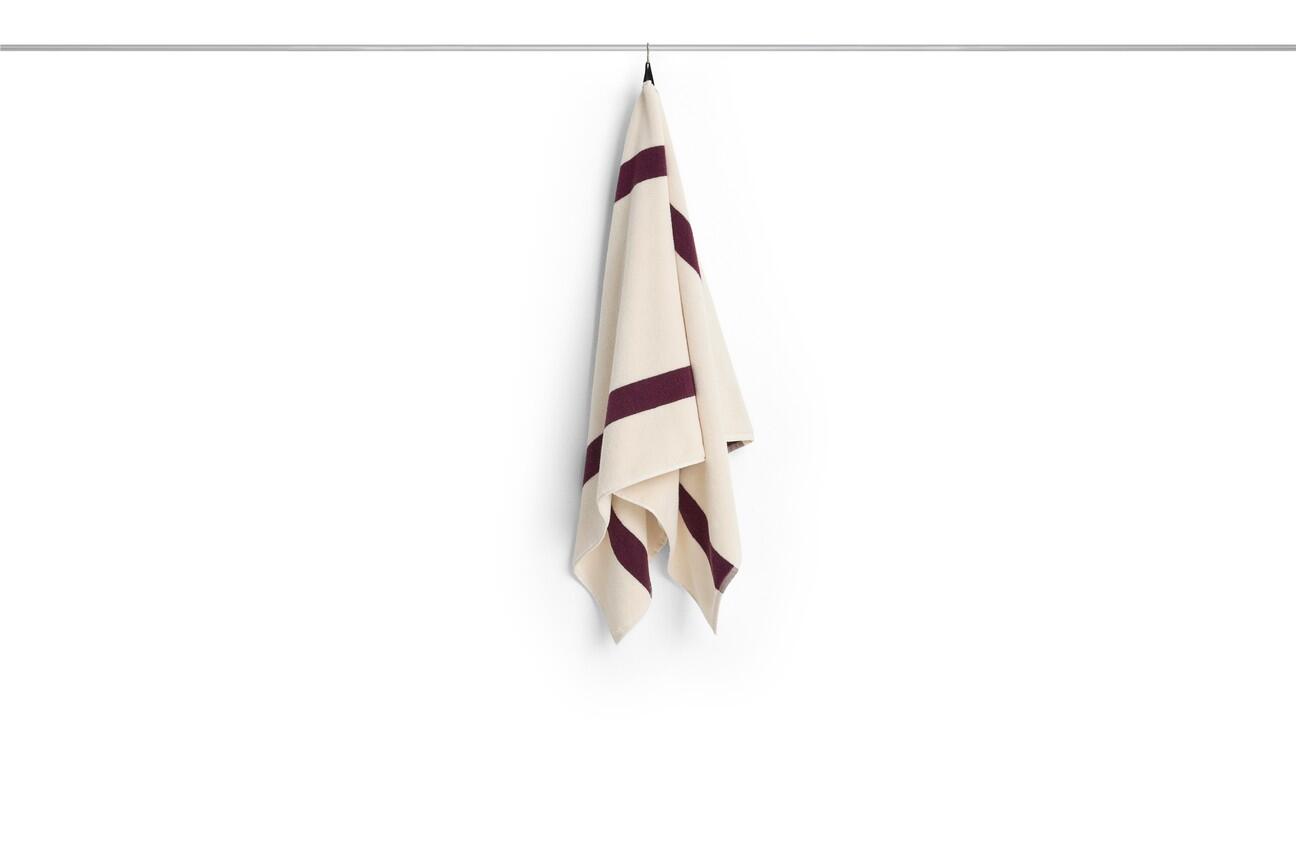 Stripe badehåndklæde, 70x140 cm - bordeaux