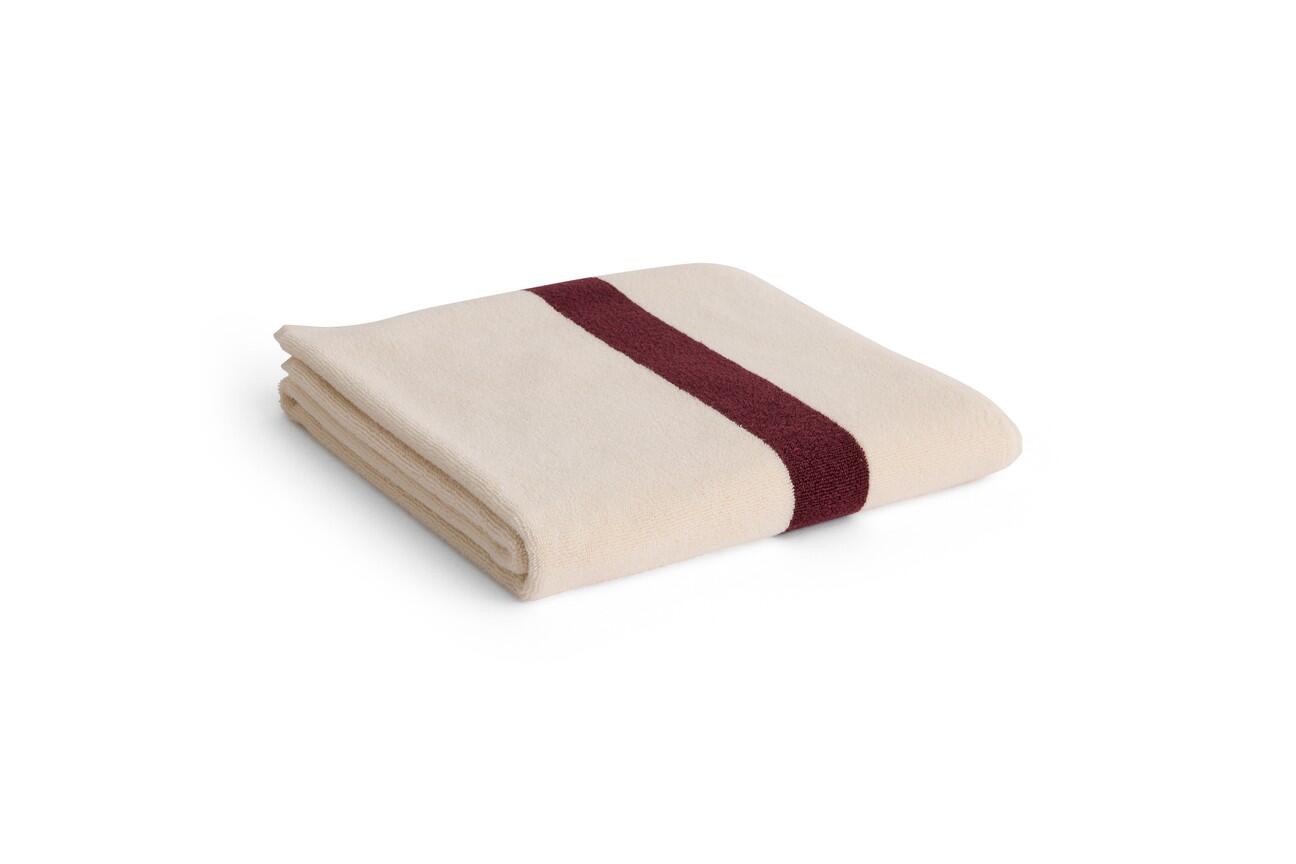 Stripe badehåndklæde, 70x140 cm - bordeaux