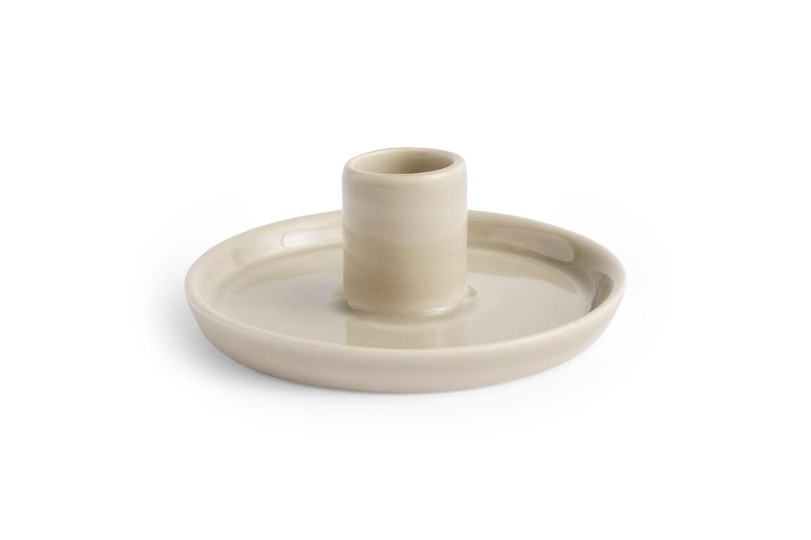 Disc keramik lysestage, Ø10 cm – Warm Grey