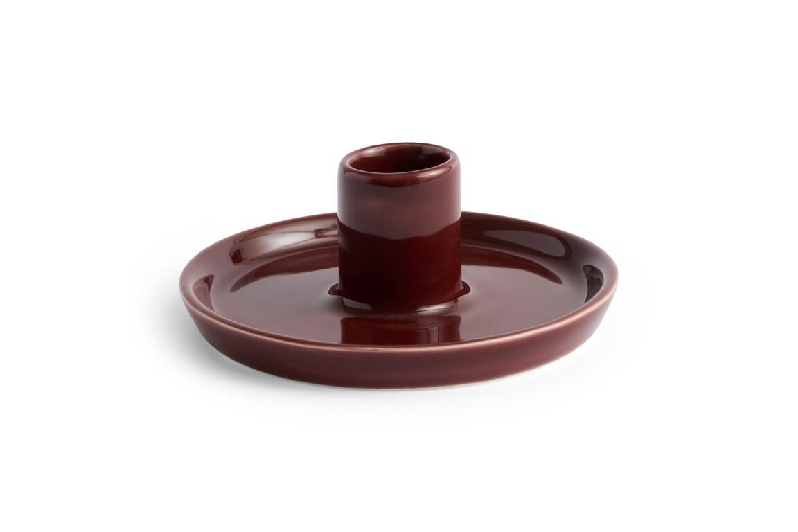 Disc keramik lysestage, Ø10 cm – Chestnut brown