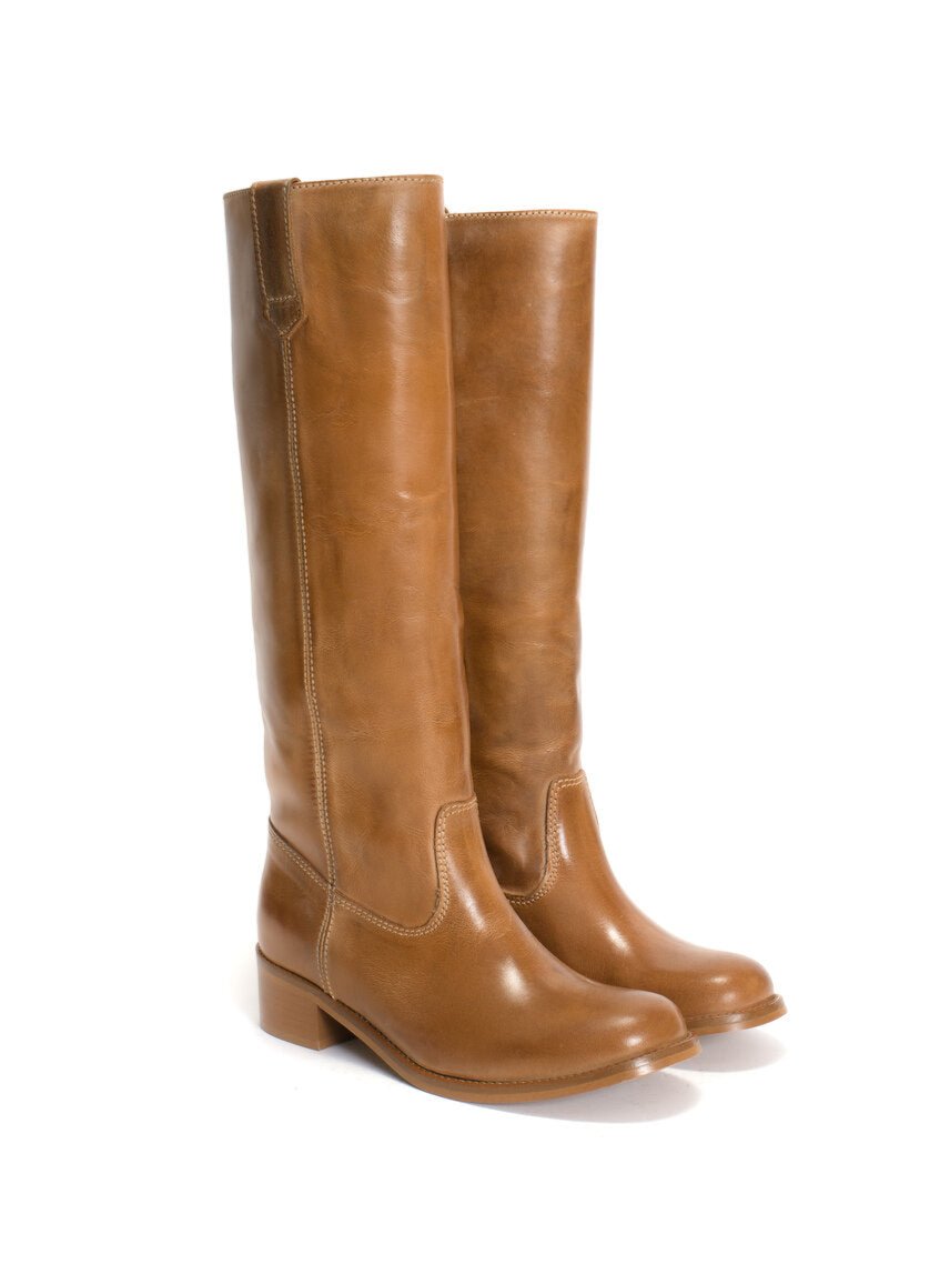 Ann Gaucho læderstøvler - Dark Tan