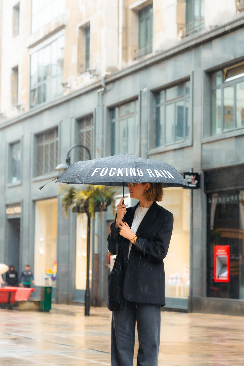 Fucking Rain foldbar paraply - sort