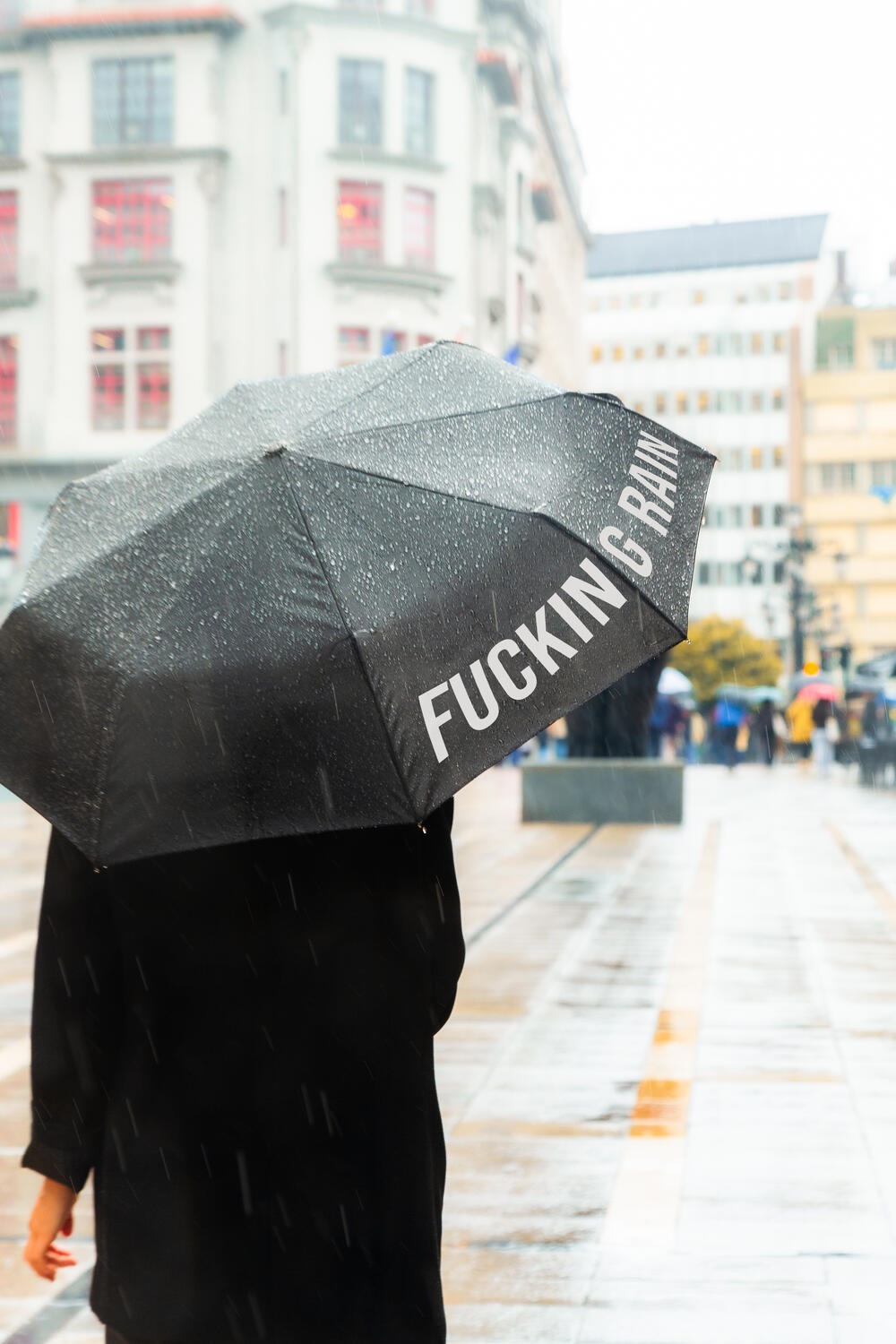 Fucking Rain foldbar paraply - sort