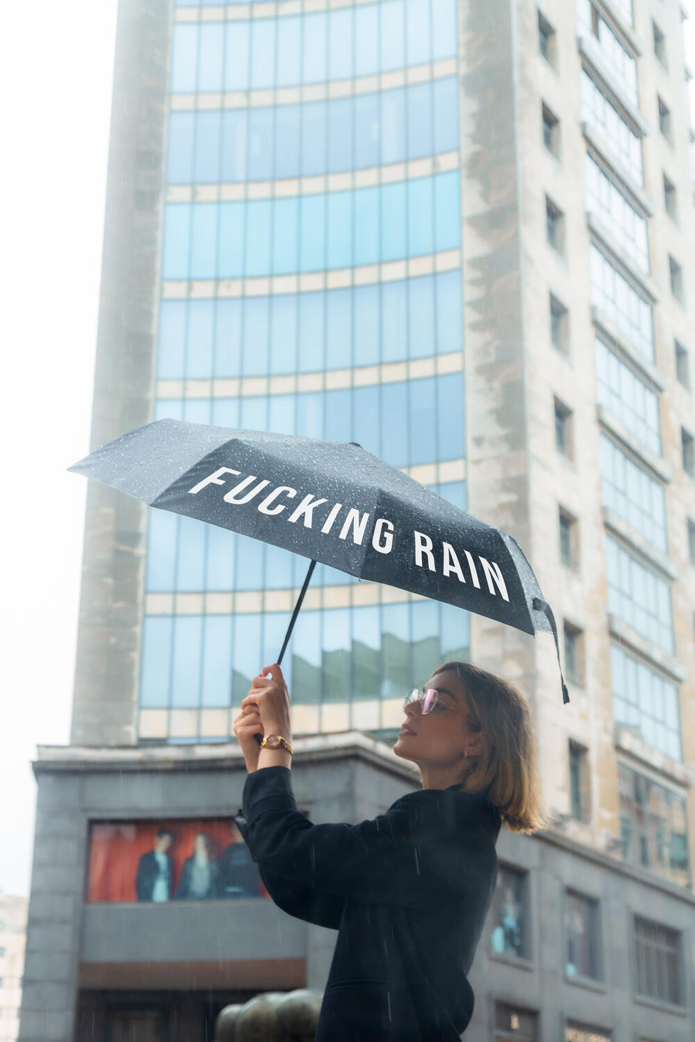 Fucking Rain foldbar paraply - sort