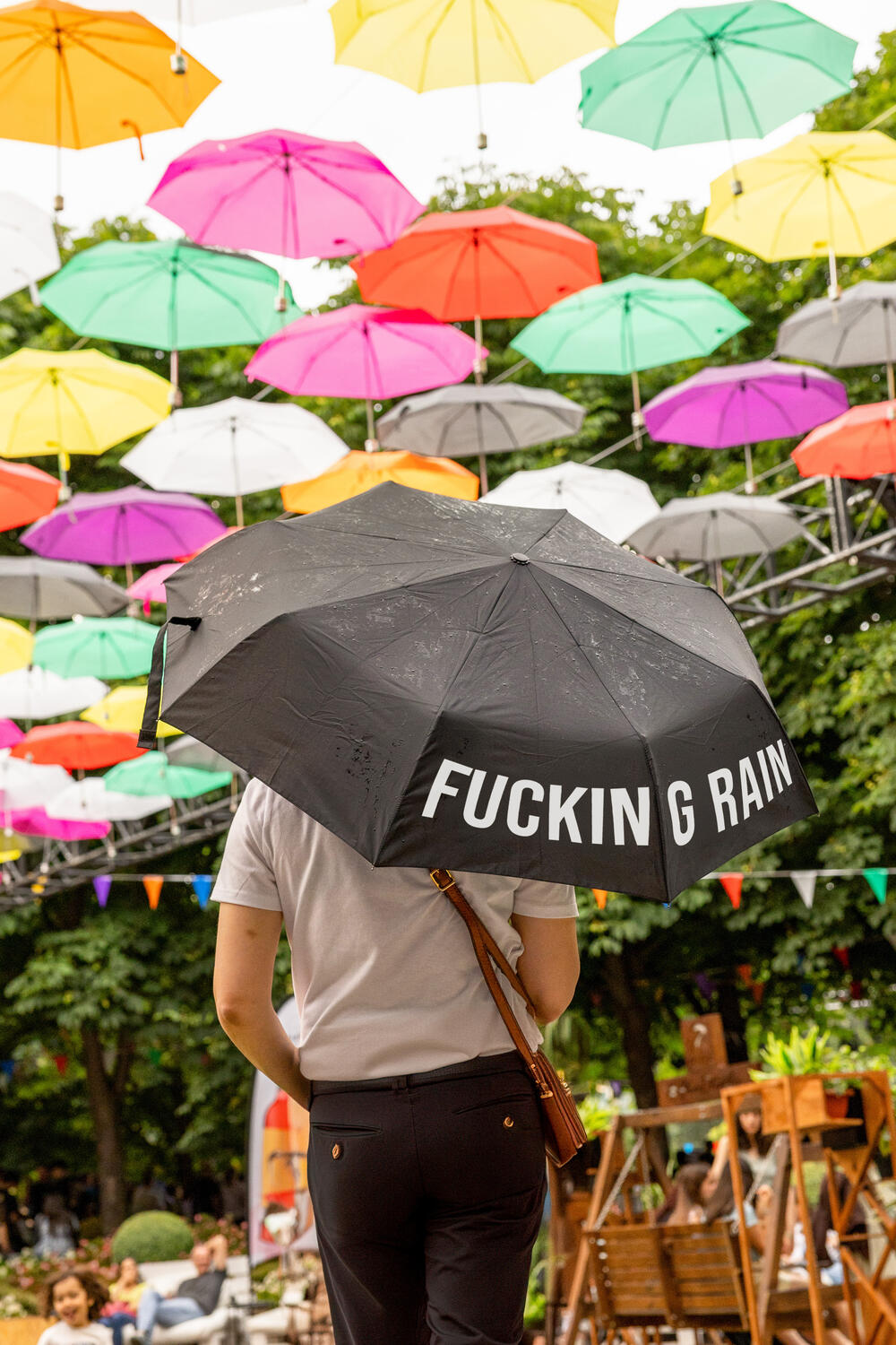Fucking Rain foldbar paraply - sort