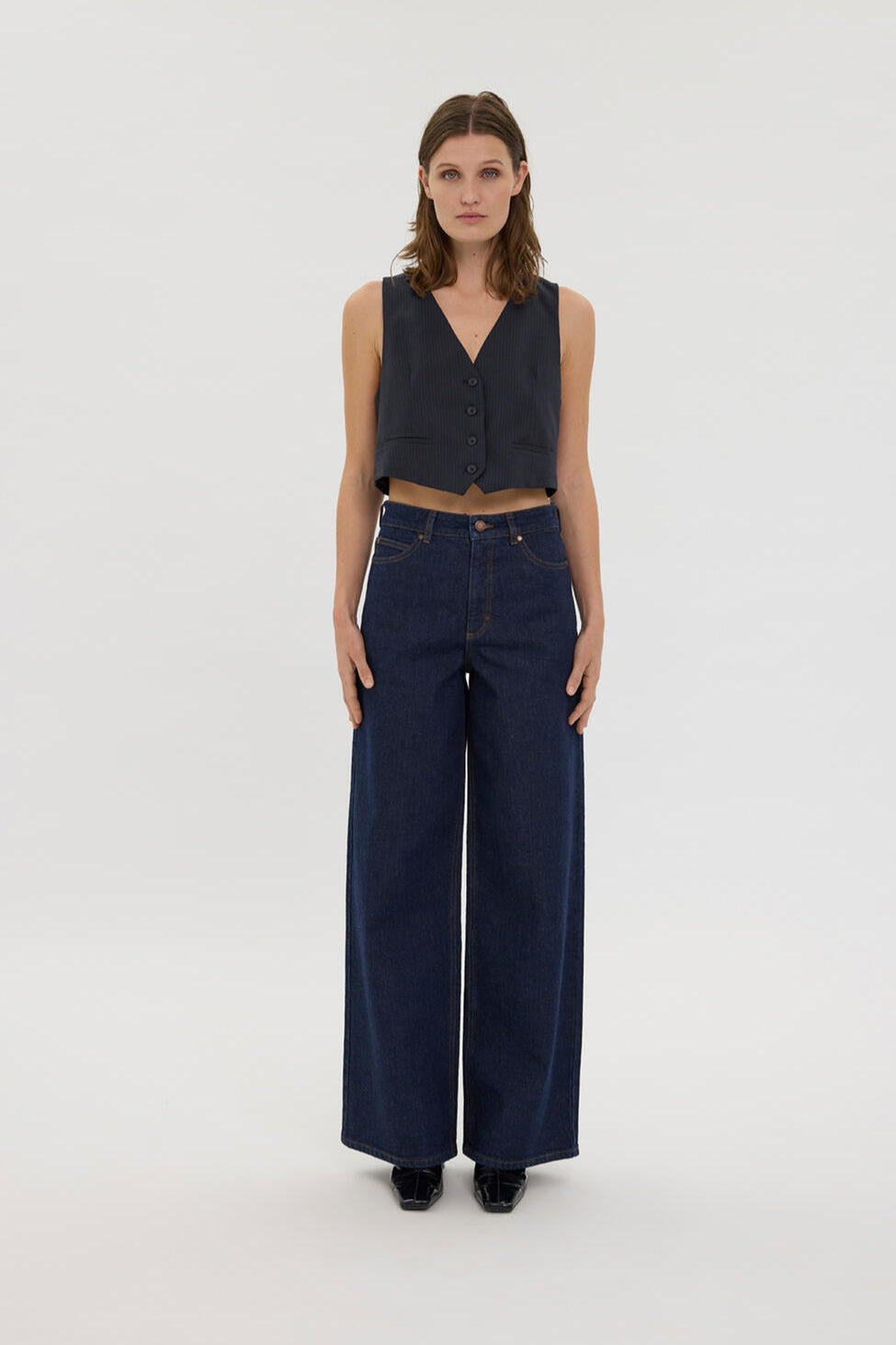 AbbyFV Long jeans - Dark Rinse Denim