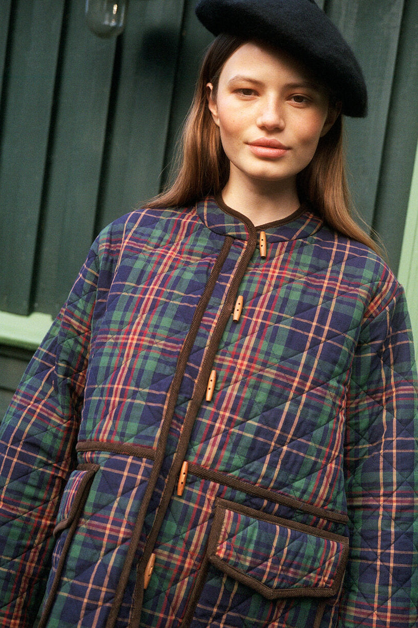 Adriane overgangsjakke - Green Checks