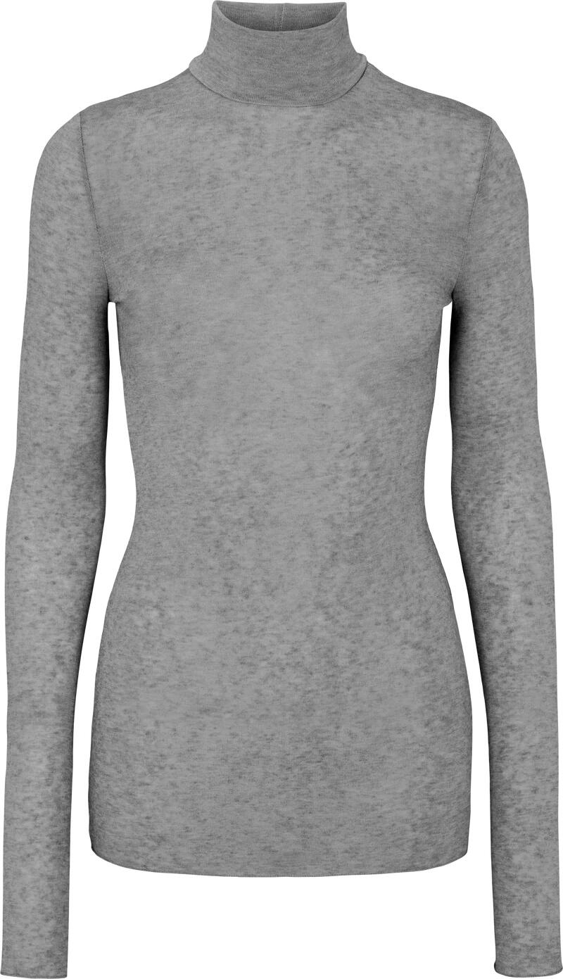 Anna Wool Turtleneck langærmet t-shirt - Light Grey Melange