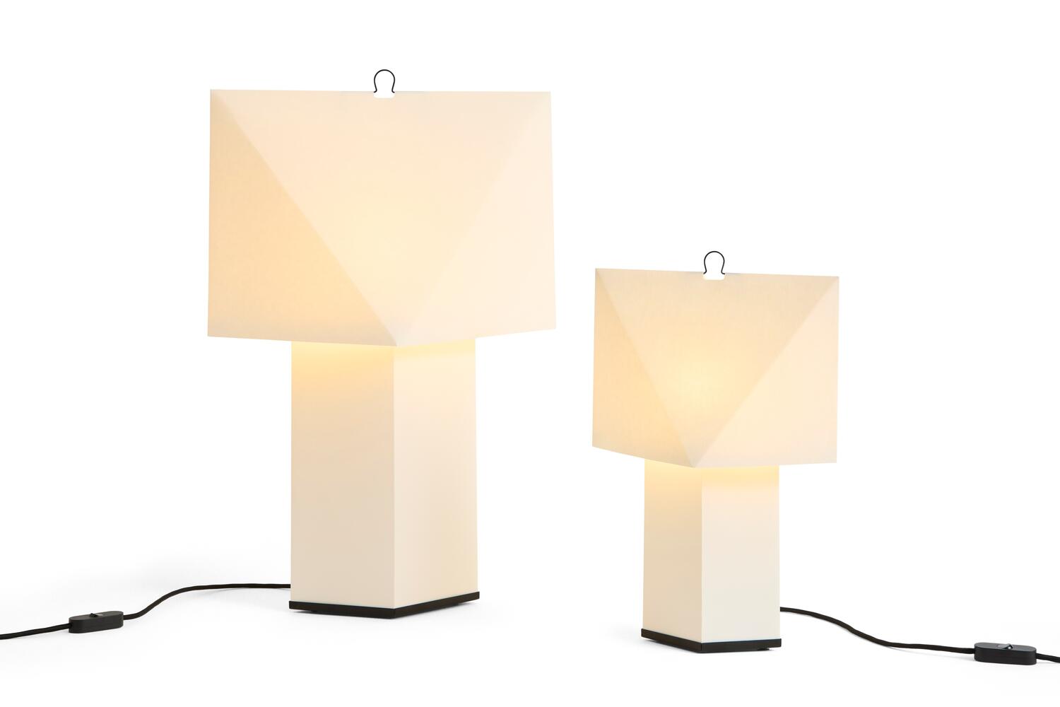Aplat bordlampe, hvid - H44 cm