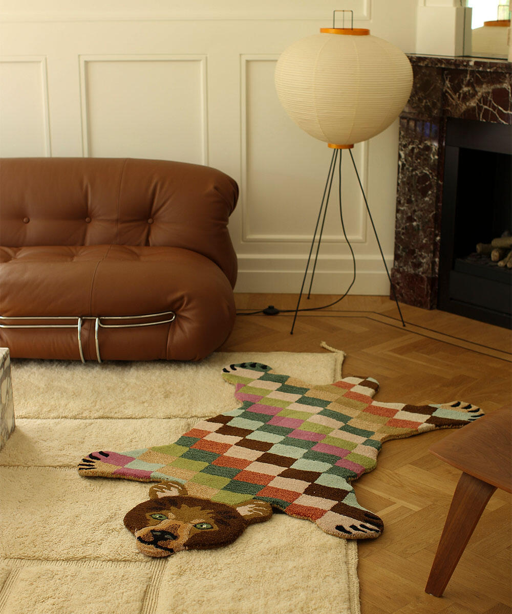 Archie Check Bear gulvtæppe, Large - Dessin