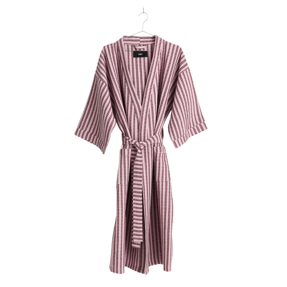 Waffle badekåbe - Stripe Cool Pink