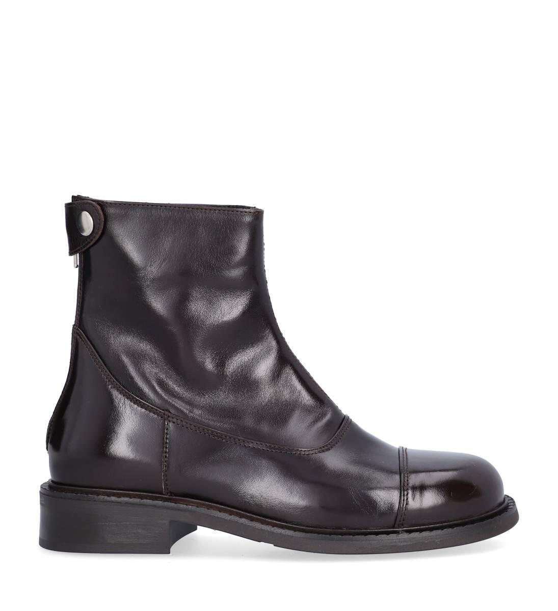 Flad støvle m lynlås - Espresso Marte calf 86