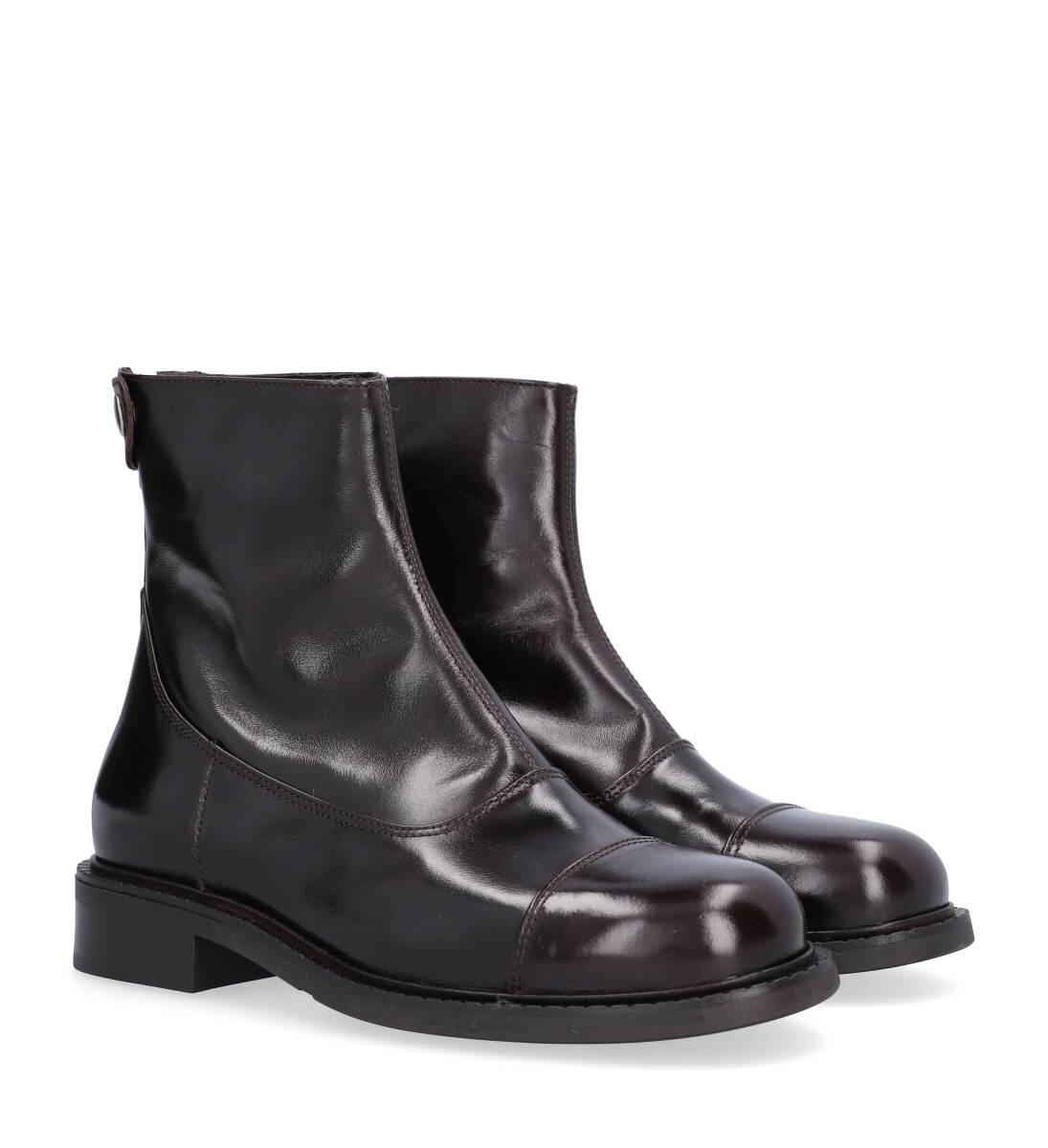 Flad støvle m lynlås - Espresso Marte calf 86