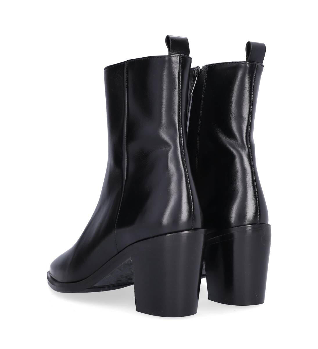 Spids støvle blokhæl - Black calf 80