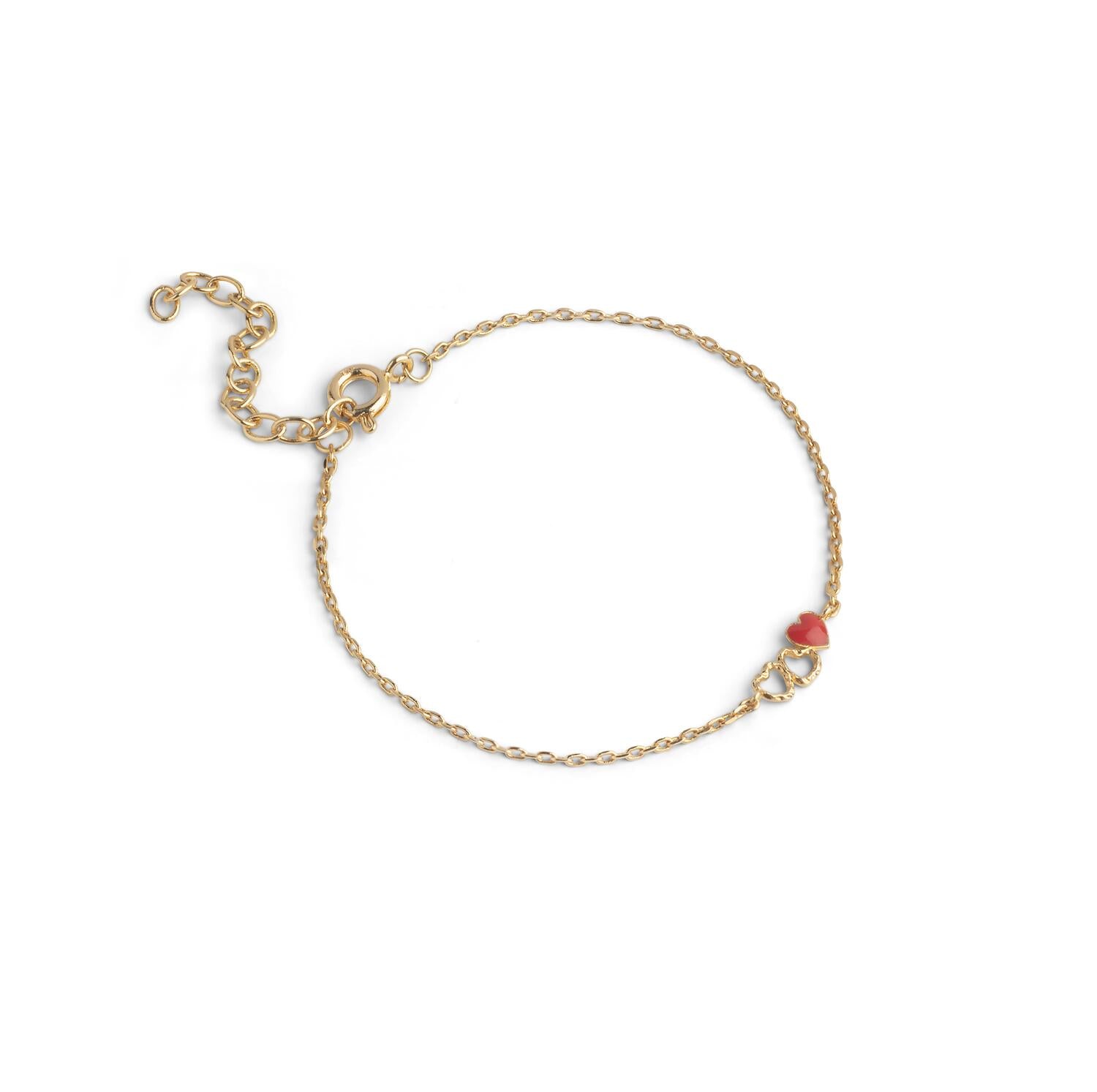 Organic Unity armbånd – Forgyldt/rød