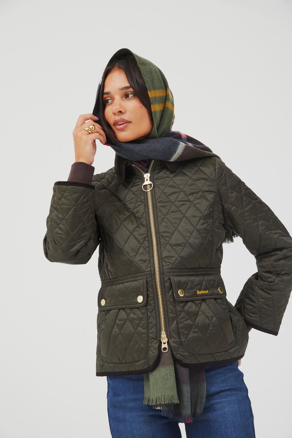 Fitted Beadnell Quilted jakke - Sage