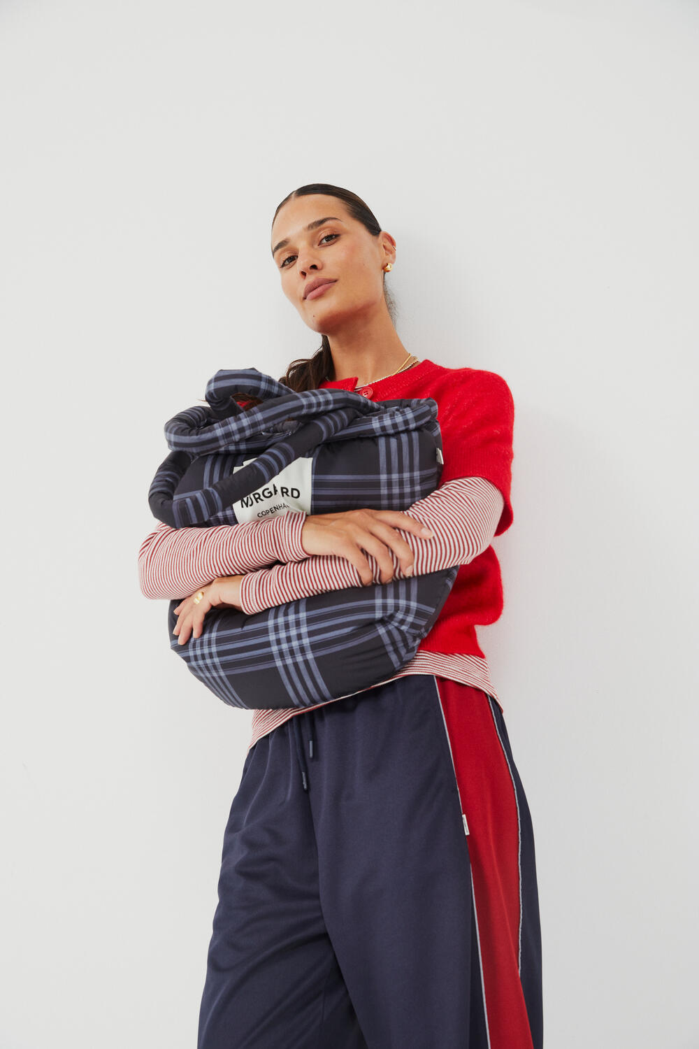 Light Ripstop Pillow Aop taske - Black/Vanilla Ice