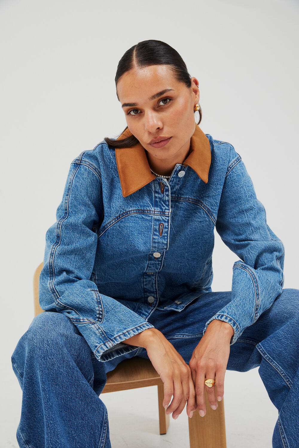 Bayson denimjakke - Denim Suede Mix