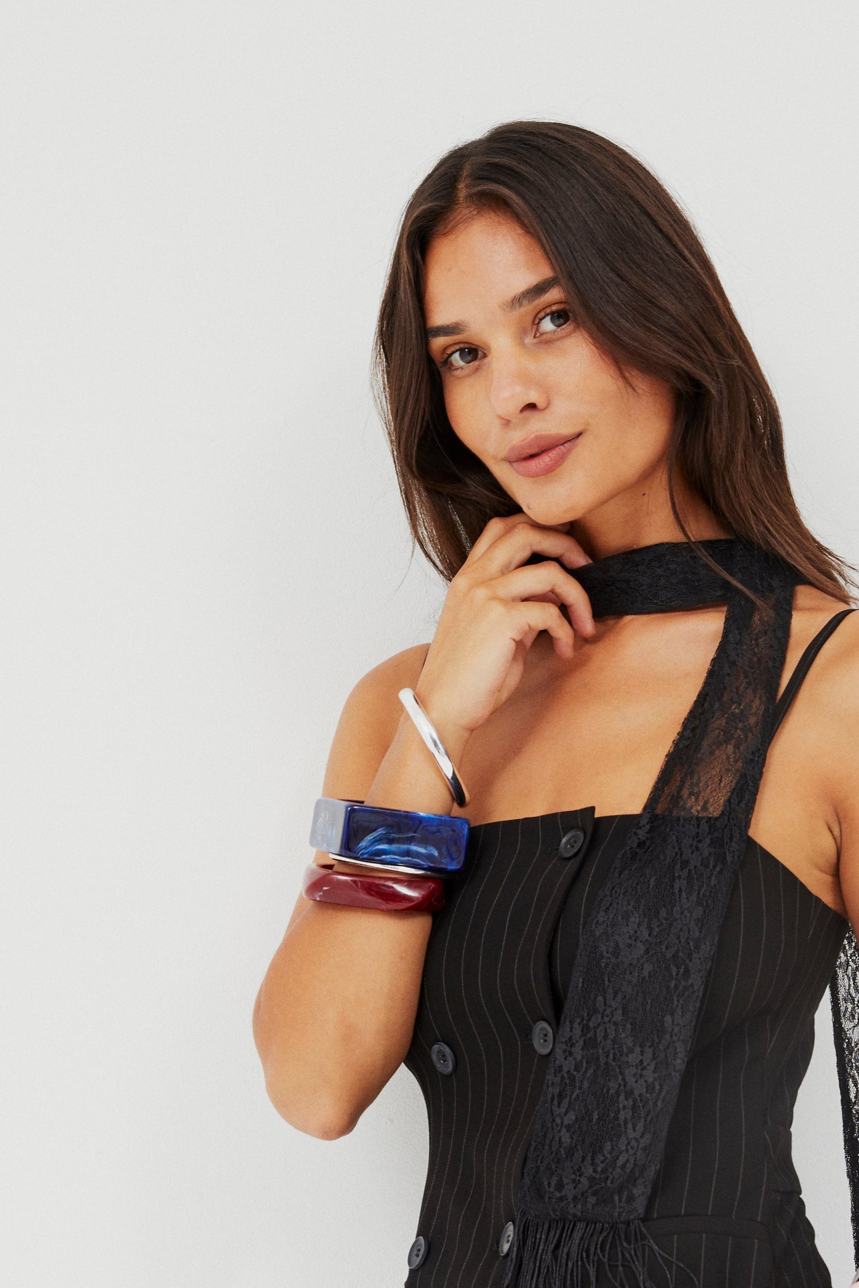 Big Square armbånd - Red Marble