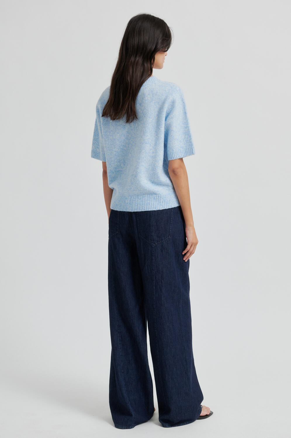 Billa O-Neck striktrøje - Powder Blue