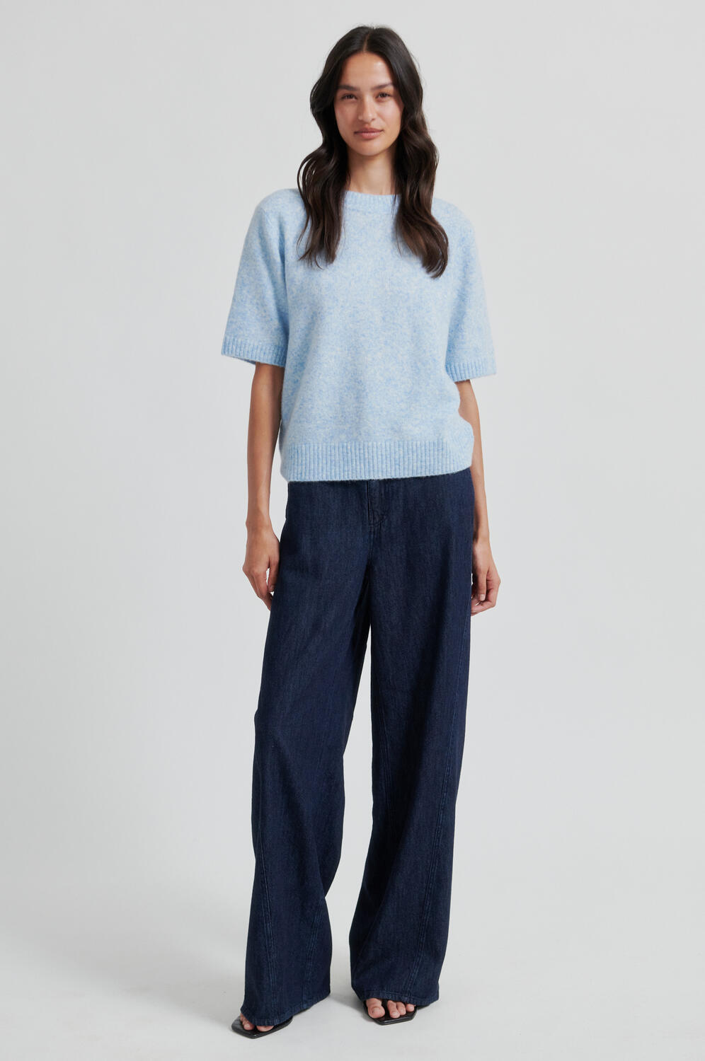 Billa O-Neck striktrøje - Powder Blue